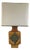 Mustard Yellow Glazed Ceramic Lamp with Floral Diamond Pattern, Vallauris, France, 1960s For Sale