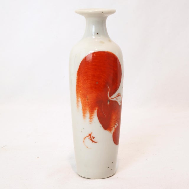 Chinese Antique Miniature Chinese Porcelain Foo Dog Bottle Vase For Sale - Image 3 of 10