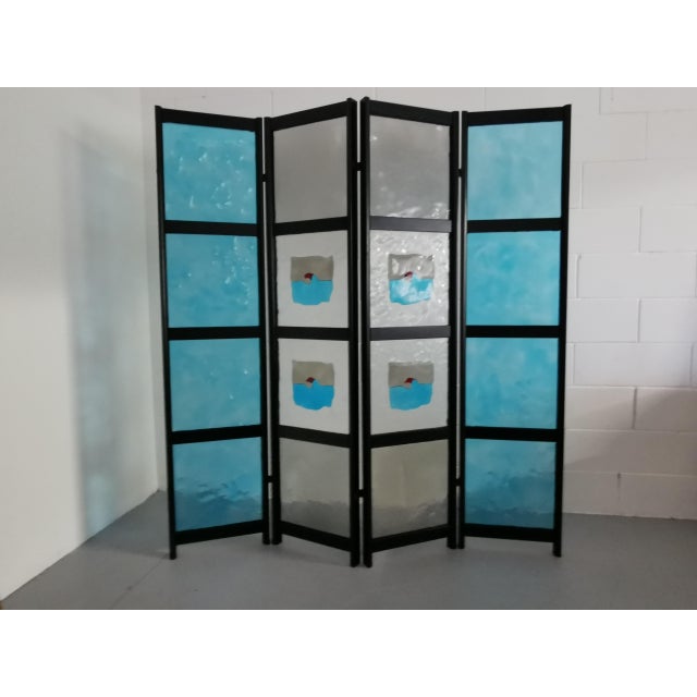 4-Sided Screen with Central Murrina Glass Panels from Mazzega, 1980 For Sale - Image 6 of 11
