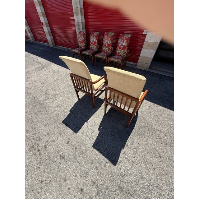 Henredon 1970s Henredon Campaign Style MCM Dining Chairs-Set of 6 For Sale - Image 4 of 7