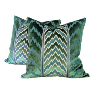 Schumacher Florentine Velvet Pillow Covers- Set of 2 For Sale