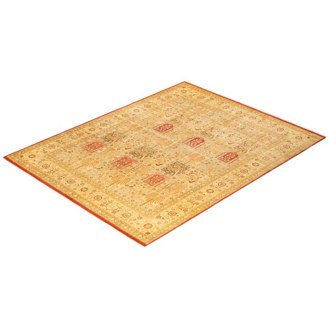 Burnt Orange Mogul Collection Hand-Knotted Area Rug - Orange Collection 8' 2" x 10' 8" For Sale - Image 8 of 9