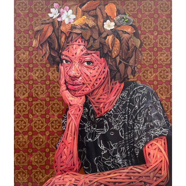 Beulah by Ifeoluwa Alade | Acrylic and glow in the dark medium on canvas Portrait of a young woman. For Sale