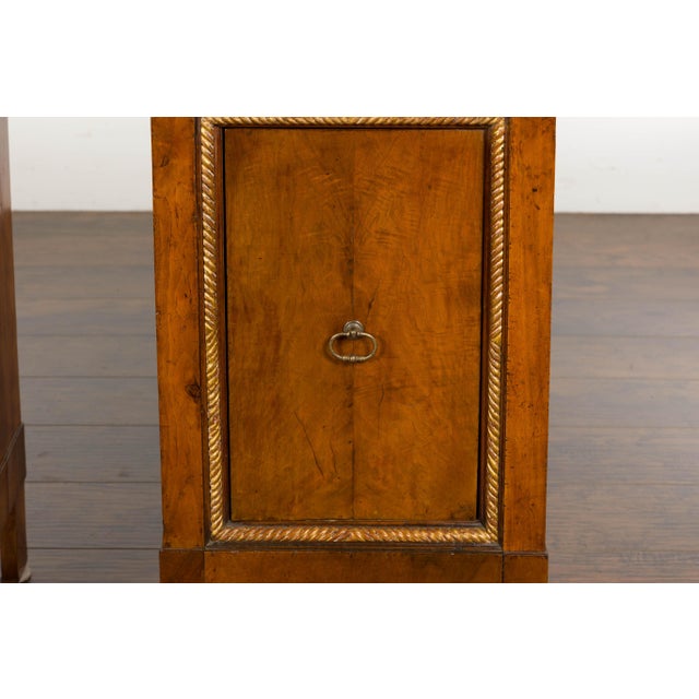 Italian 1800s Italian Walnut Bedside Cabinets with Giltwood Twisted Rope Motif, Pair For Sale - Image 3 of 12
