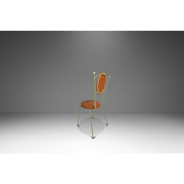 1960s Set of Two (2) Mid-Century Modern Italian Outdoor Patio / Bistro Chairs in Wrought Iron & Vinyl, Usa, C. 1960s For Sale - Image 5 of 18
