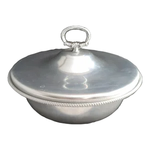 Vintage Mid-Century Modern Bw Buenilum Aluminum Covered Round Serving Dish