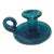 Vintage Teal Glass Colonial Chamber Candlestick Holder For Sale