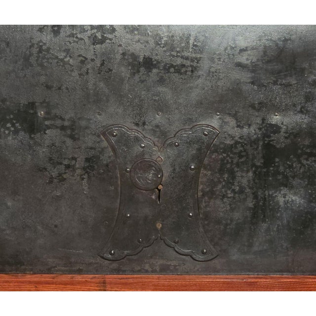 Asian Meiji Period Keyaki Wood Warehouse Door Inset With Iron Japan Circa 1880 For Sale - Image 3 of 6