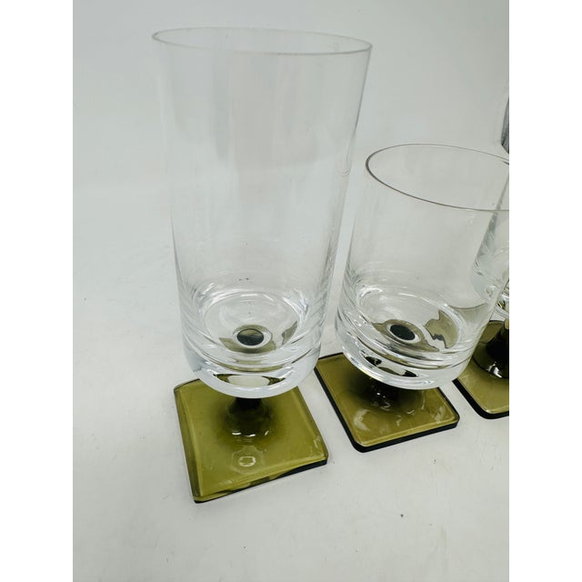 Mid-Century Modern Rosenthal Berlin Linear Smoke Crystal Stemware - Set of 3 - Design by George Butler Jensen For Sale - Image 3 of 11