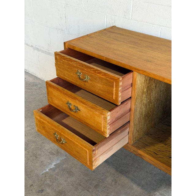 Wood In Style of Henning Kjærnulf Solid Oak Three-Drawer Sideboard Danish Mid-Century Modern 1970s For Sale - Image 7 of 9