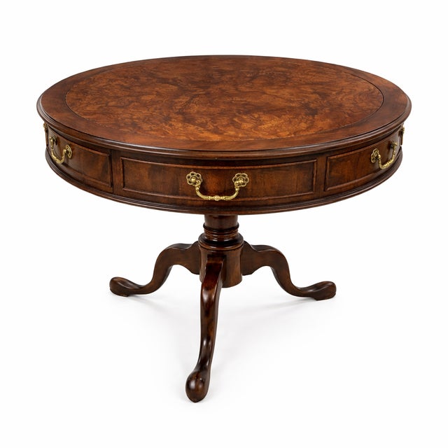 Century Furniture 18th-Century Style Burlwood Drum Table For Sale - Image 11 of 11