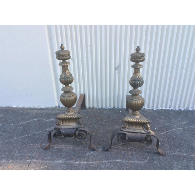 Early Andirons With Cherub Heads and Faces For Sale - Image 13 of 13
