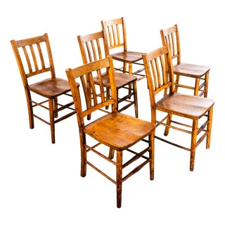 Vintage Elm Chapel Dining Chair, 1940s, Set of 6 For Sale