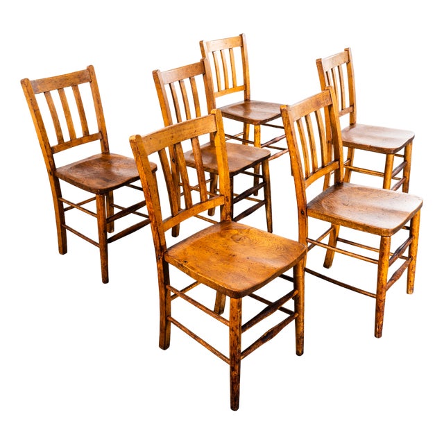 Vintage Elm Chapel Dining Chair, 1940s, Set of 6 For Sale