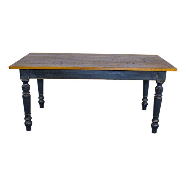 Vintage Hungarian Pine Farm Table with Lathed Legs, 1890s For Sale
