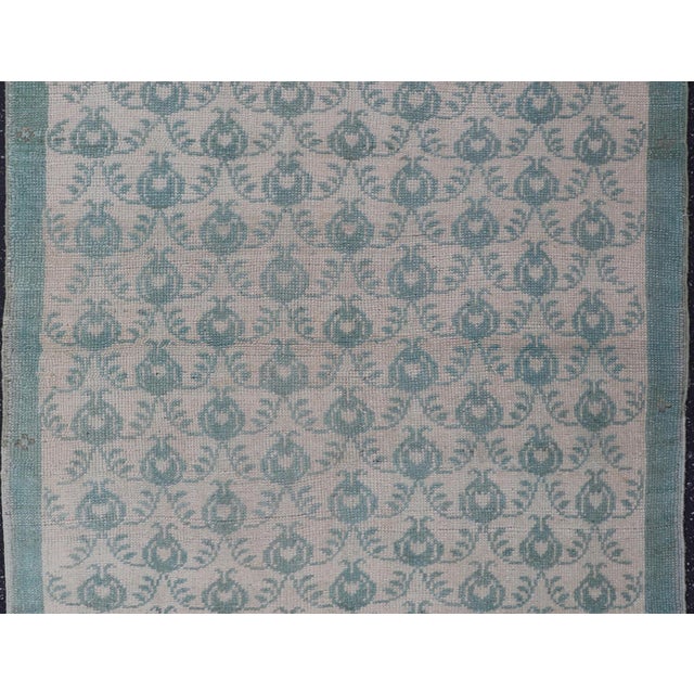 Vintage Turkish Oushak Rug With All-Over Design in Light Blue For Sale - Image 9 of 13