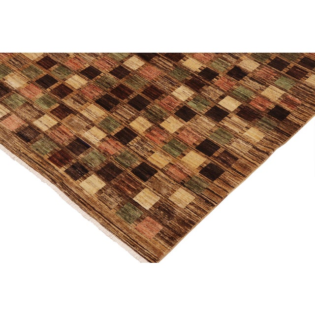 Contemporary Gabbeh Brown/Tan Wool Rug- 8'11'' X 11'7'' For Sale - Image 4 of 10