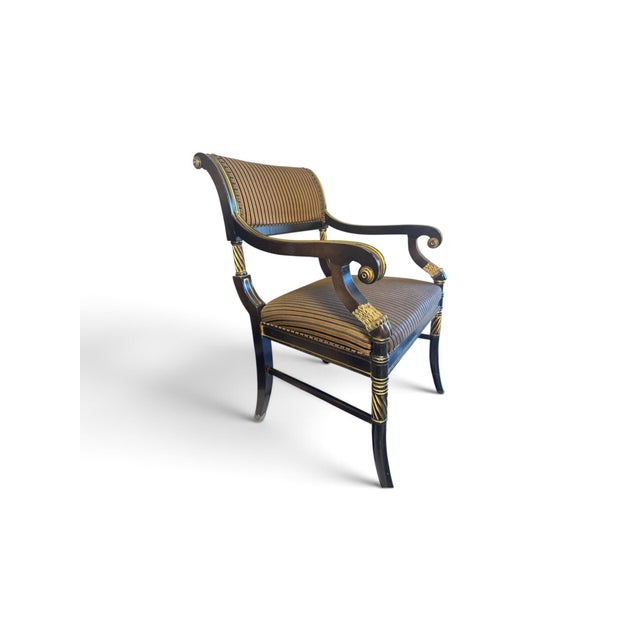 Vintage Shelby Williams Regency Ebonized & Gilt Armchair For Sale In Columbus - Image 6 of 11