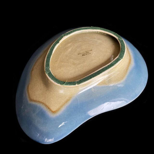 Ceramic Vintage Madeline California Pottery Porcelain Blue Iridescent Candy Dish Bowl For Sale - Image 7 of 13