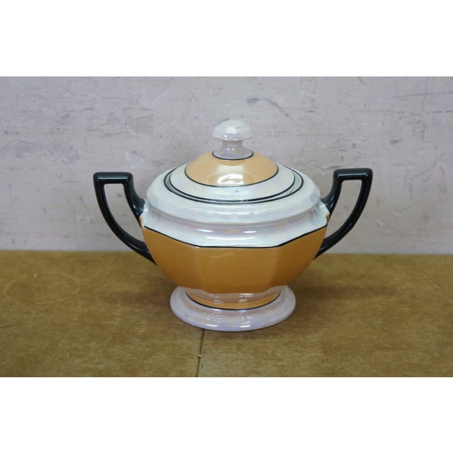 Antique Art Deco Palt Adolf Laufer Bohemian Czech Iridescent Lustreware Tea Set - 21 pcs For Sale - Image 10 of 13
