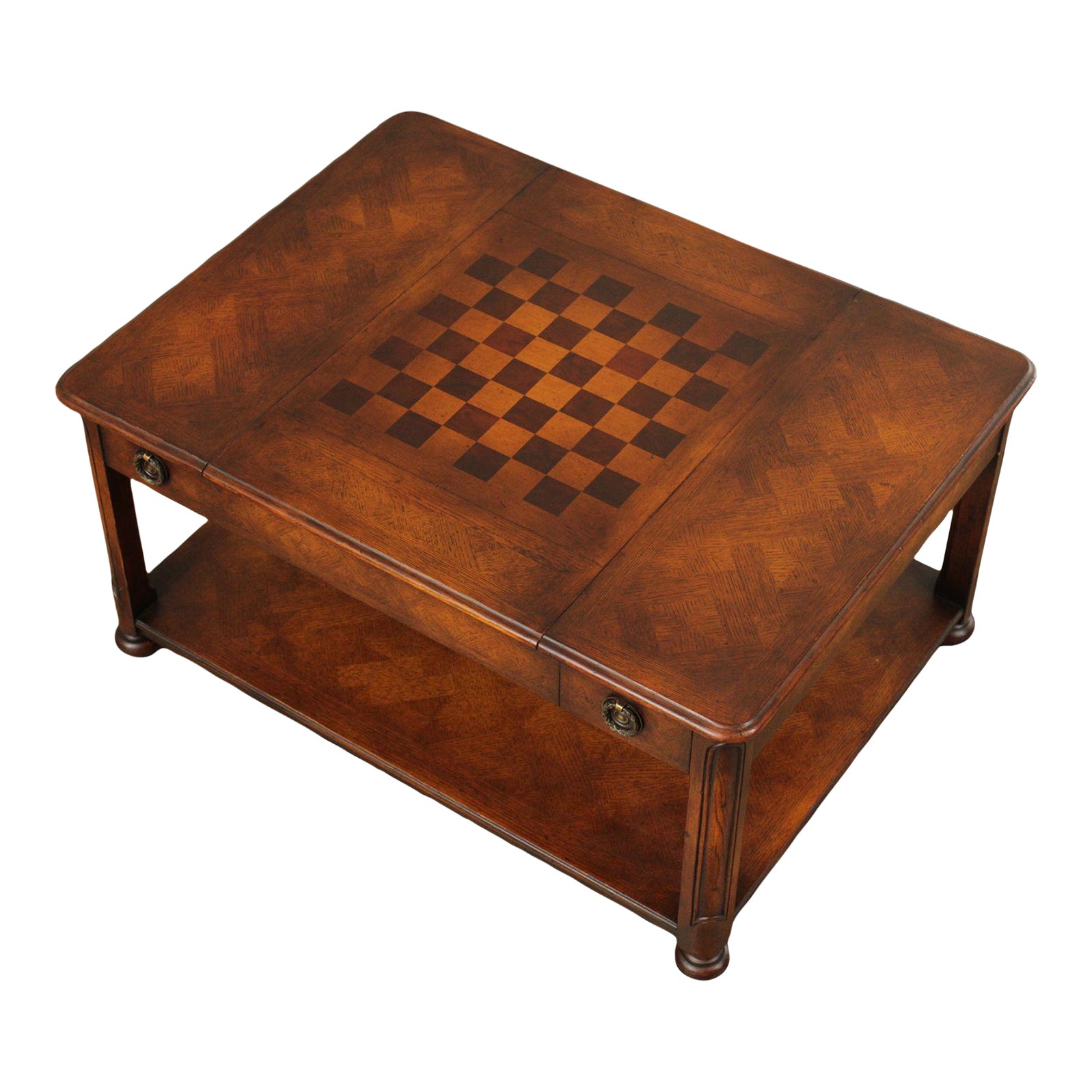 Early 21st Century English Regency Style Oak & Leather TwoTier