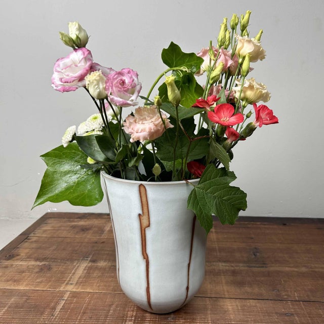 Brown Vintage Ikebana Flower Vase in Ceramic, 1960s For Sale - Image 8 of 18