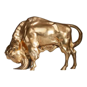 Early 20th Century Art Déco Gilt Bronze Bearded Buffalo/Bison Sculpture, France