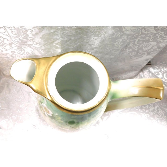1920s Green Reinhold Schlegelmilch Rs Germany Chocolate Pot With Four Cups For Sale In San Francisco - Image 6 of 15