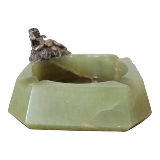 Alabaster & Sterling Cherub Catchall/Ashtray For Sale