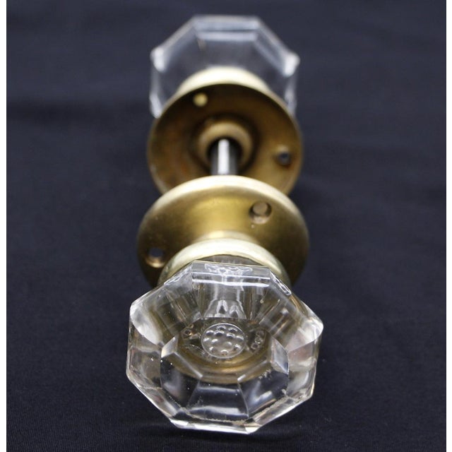 Traditional Vintage Concave Center Clear Glass Octagon Passage Door Knob Set For Sale - Image 3 of 4