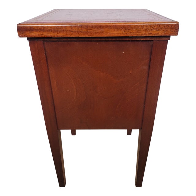 Mid-Century Bedside Table with Leather Top Lid, 1950 For Sale