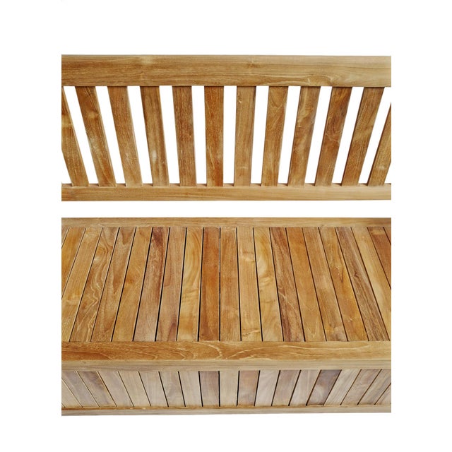 2020s Outdoor Classic Contemporary Teak Trunk Bench For Sale - Image 5 of 7