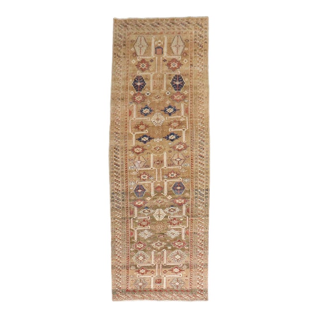 Early 20th Century Camel Caucasian Shirvan Rare Gallery Rug - 5'1" x 14'5" For Sale