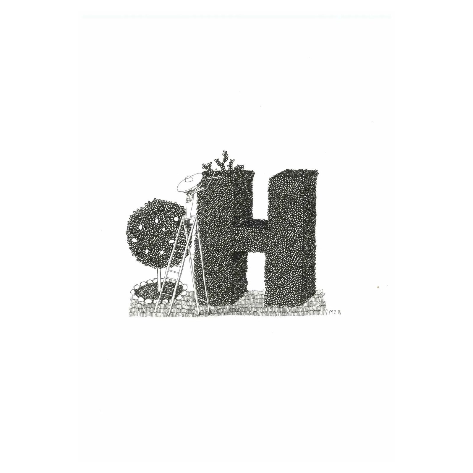 Maja Zalaszewska Rocca, Joyful Letters Villa Borghese, Ink on Paper ...