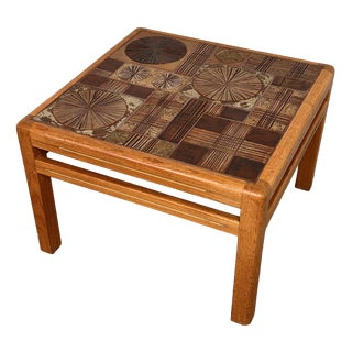Danish Ceramic Tile Coffee Table by Tue Poulsen for Haslev Møbelsnedkeri, 1960s For Sale