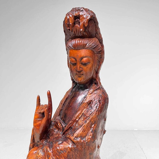 Large Wooden Goddess of Mercy Lord of Compassion Kannon Statue, Japan, 1800s For Sale - Image 17 of 18