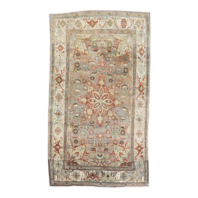 Antique Zabihi Collection Gray Persian Sarouk Ferehan Rug - 3'7" x 6' For Sale