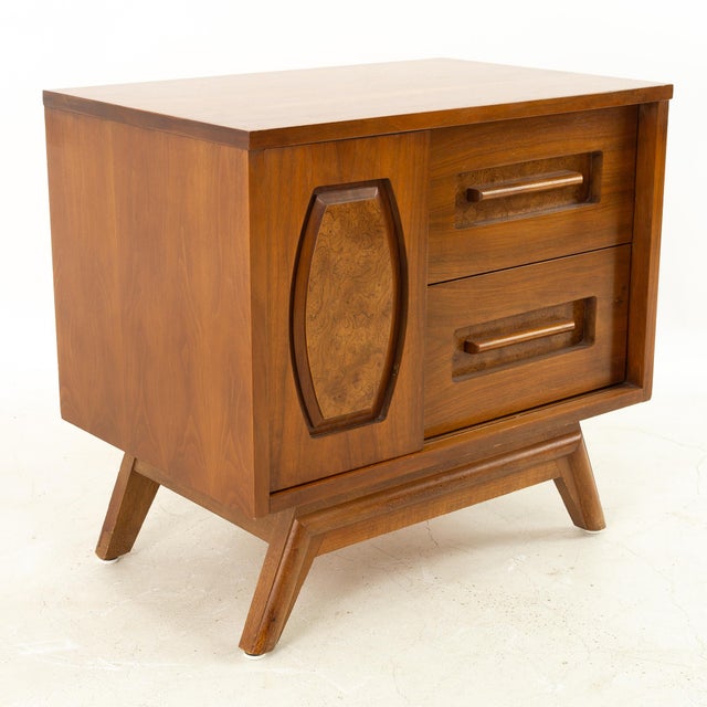 Young Manufacturing Mid Century Walnut Sliding Door Nightstand Chairish