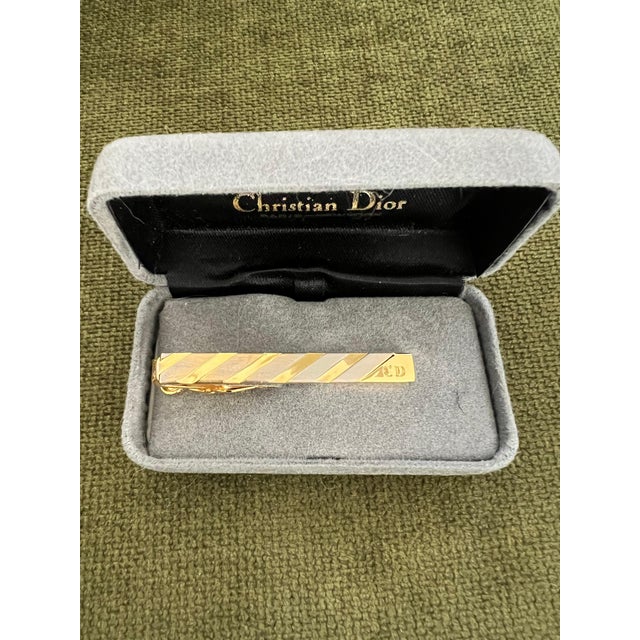 Late 20th Century Vintage Christian Dior Gold Plate Tie Clip Circa 1970 In Original Velvet Case For Sale - Image 5 of 18