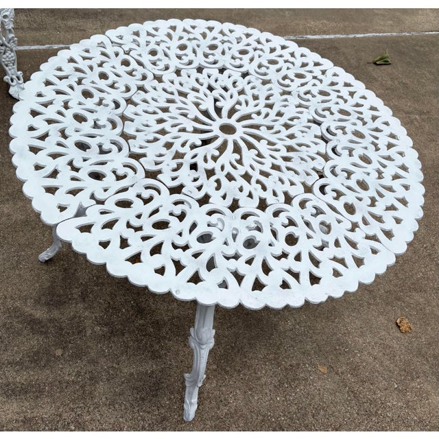 Mid Century Iron Garden Table and 4 Chairs For Sale - Image 9 of 12