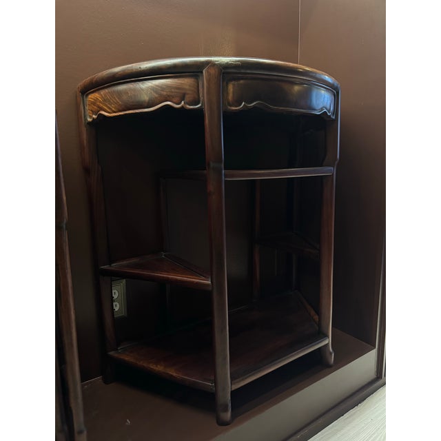 Mid 19th Century Pair of Qing Dynasty Chinese Rosewood Half-Round Tables With Scalloped Aprons [Ss] For Sale - Image 11 of 12