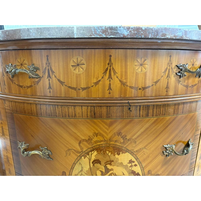 Louis XVI Style Demilune Commode With Marble Top, 19th Century For Sale - Image 10 of 13