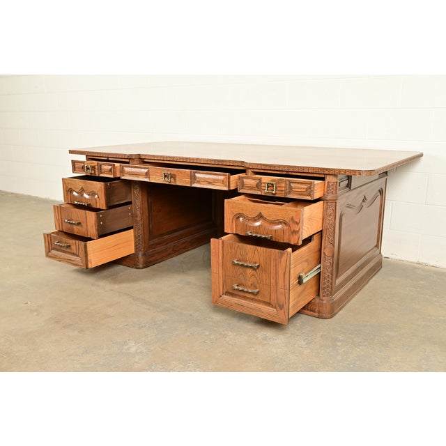 Romweber Viking Oak Executive Desk, Circa 1960s For Sale In South Bend - Image 6 of 12