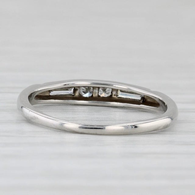 Metal 0.12ctw Diamond Wedding Band Platinum Size 5.75 Stackable Ring For Sale - Image 7 of 9