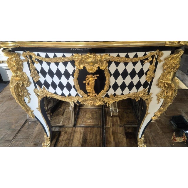 Unique Louis XV Style Harlequin Roll-Top Secretary Gilded French Baroque Writing Desk For Sale - Image 9 of 9