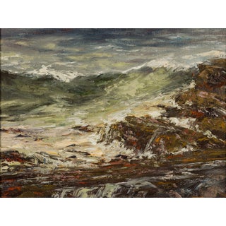Siren Song by Sparky LeBold | Oil on canvas Abstract seascape with rocky shoreline and waves. For Sale