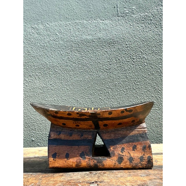 Vintage Brazilian Hand Painted Head Rest For Sale - Image 12 of 12