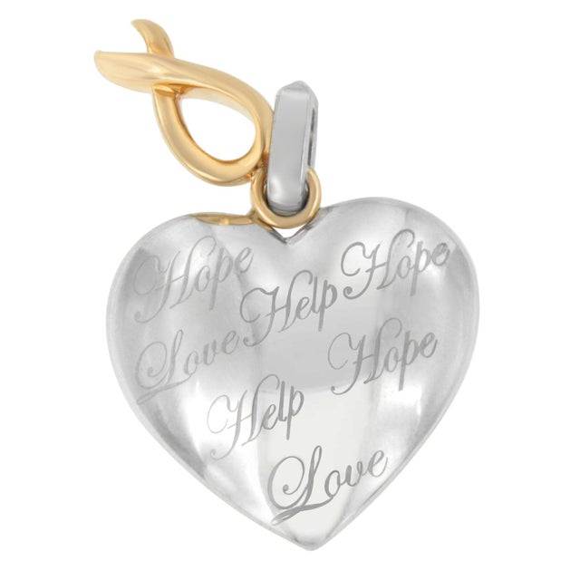 Contemporary 10K Yellow Gold Over Silver Heart Pendant Necklace For Sale - Image 3 of 5