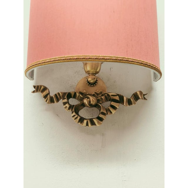 Mid-Century Modern Fabric Fan with Cast Bow Decoration, 1950s For Sale - Image 3 of 8