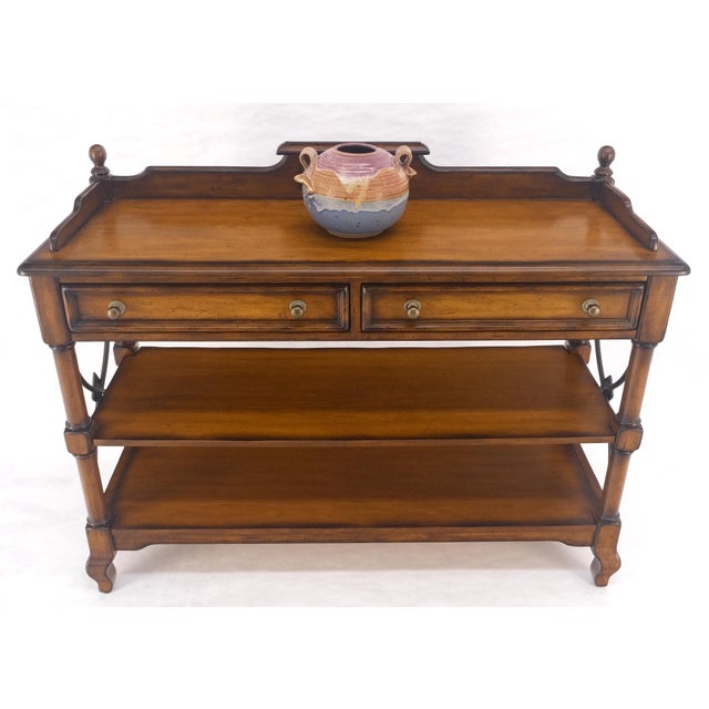 Liz Clairborne Spanish Colonial 2 Drawers 3 Tier Fruitwood Sideboard Server MINT For Sale - Image 18 of 18